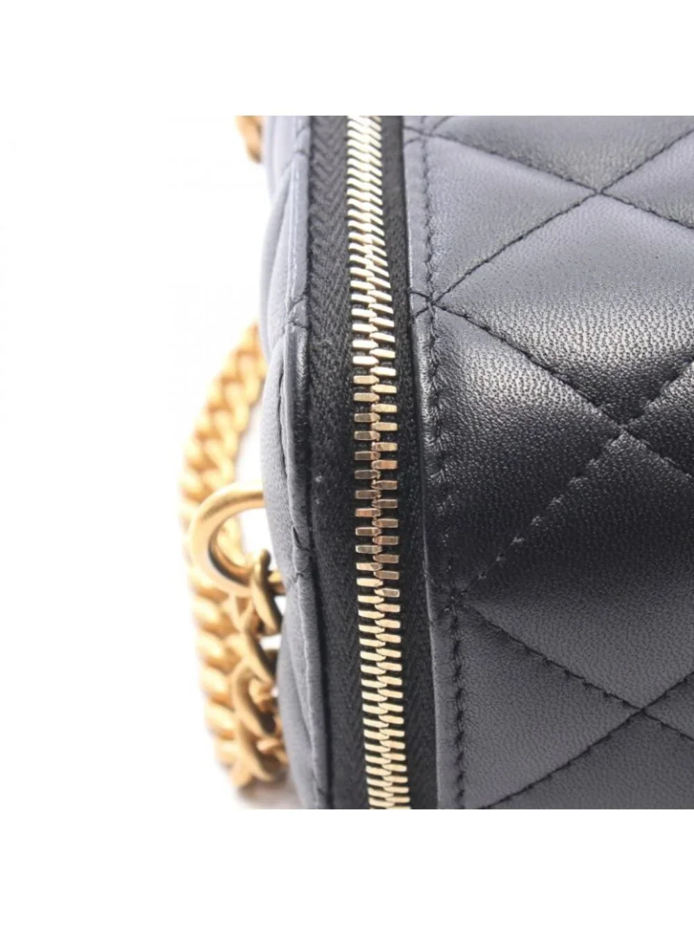 Chanel Shoulder Bag Quilted Vanity Black Lambskin Chain